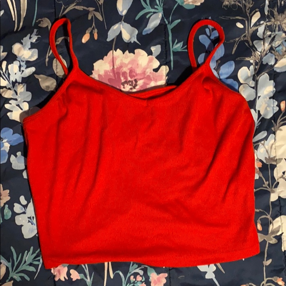 Red crop top tee